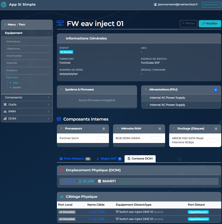 Equipement Firewall DCIM